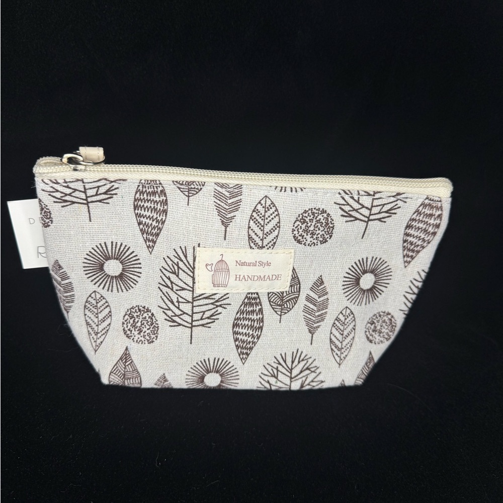 Handmade Cosmetic Bag - Cream and Brown